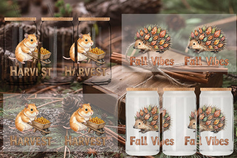Glass Can Harvest Foraged Woodland Folk Watercolor Sublimation artnoy 