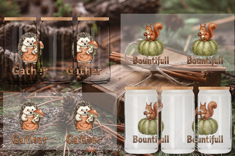 Glass Can Harvest Foraged Woodland Folk Watercolor Sublimation artnoy 