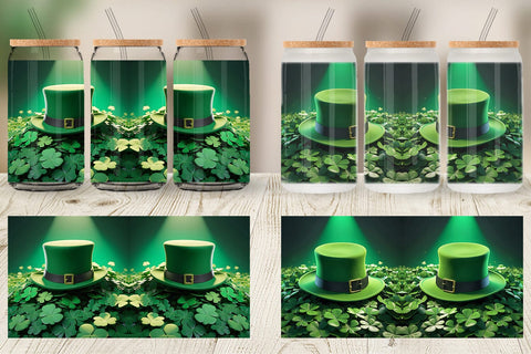 Glass Can Hat Patrick's Day Sublimation artnoy 
