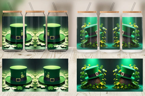 Glass Can Hat Patrick's Day Sublimation artnoy 