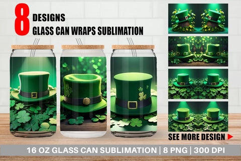 Glass Can Hat Patrick's Day Sublimation artnoy 