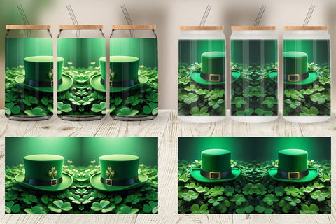 Glass Can Hat Patrick's Day Sublimation artnoy 