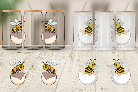 Glass Can Hatching Baby Bee Sublimation artnoy 