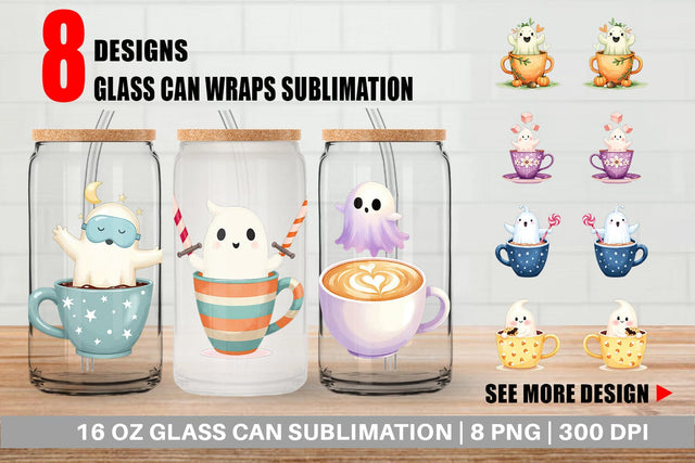 Glass Can Haunted Coffee Spirits Sublimation artnoy 