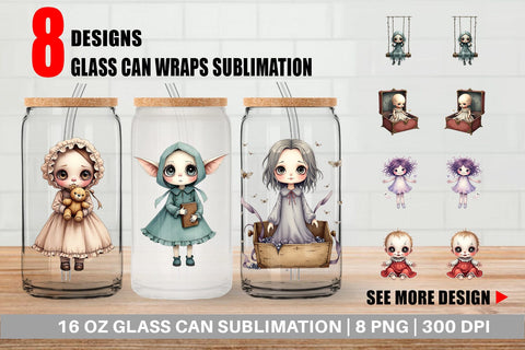Glass Can Haunted Doll Spirits Sublimation artnoy 