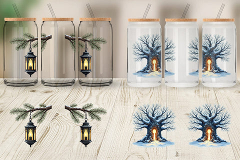 Glass Can Haunted Forest Gothic Christmas Sublimation artnoy 