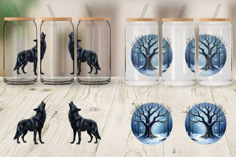 Glass Can Haunted Forest Gothic Christmas Sublimation artnoy 