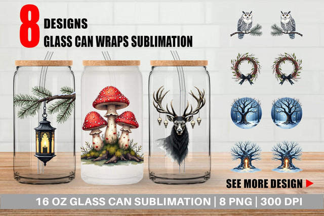 Glass Can Haunted Forest Gothic Christmas Sublimation artnoy 