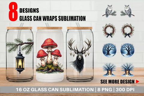 Glass Can Haunted Forest Gothic Christmas Sublimation artnoy 
