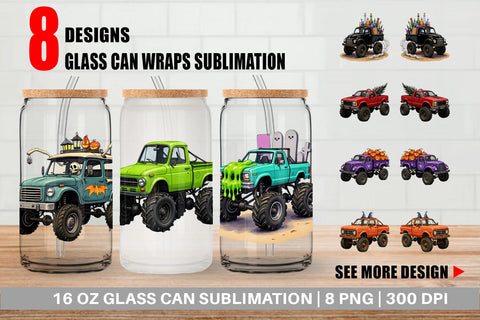 Glass Can Haunted Monster Truck Sublimation artnoy 