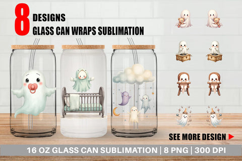 Glass Can Haunted Nursery Ghosts Sublimation artnoy 