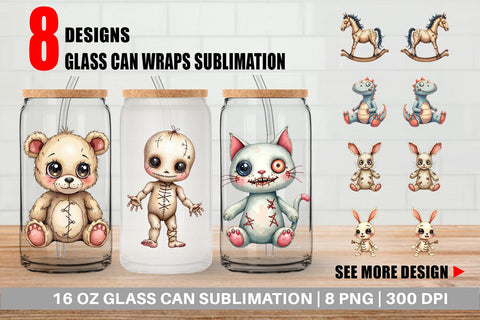 Glass Can Haunted Toy Squad Sublimation artnoy 