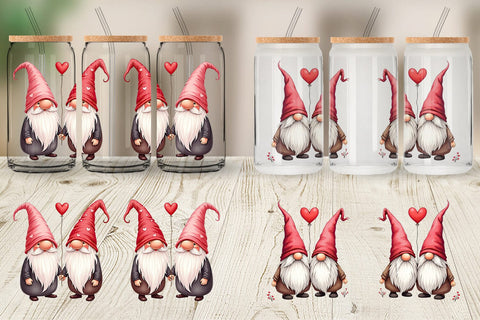 Glass Can Heart Balloon Gnome Sublimation artnoy 