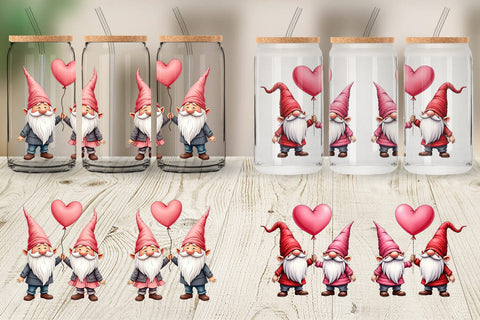 Glass Can Heart Balloon Gnome Sublimation artnoy 