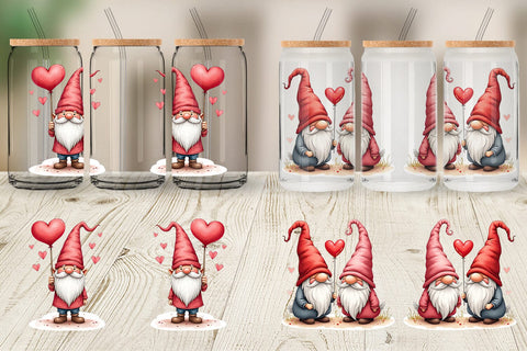 Glass Can Heart Balloon Gnome Sublimation artnoy 