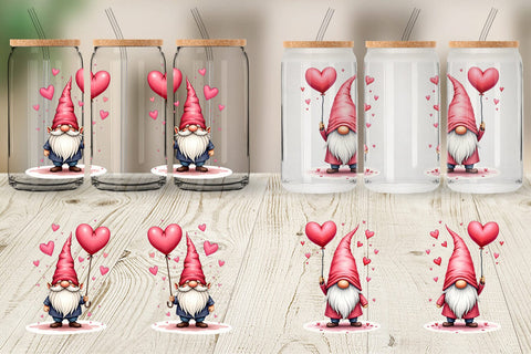 Glass Can Heart Balloon Gnome Sublimation artnoy 