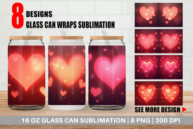 Glass Can Heart Bokeh Sublimation artnoy 