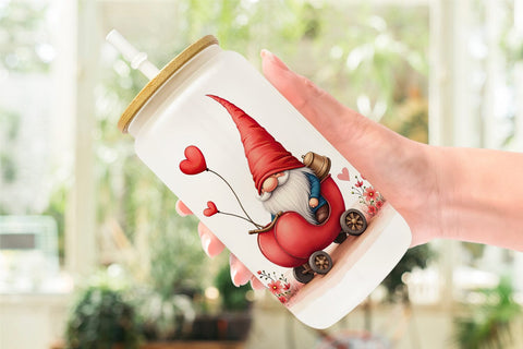 Glass Can Heart Carriage Gnome Sublimation artnoy 