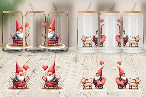 Glass Can Heart Carriage Gnome Sublimation artnoy 