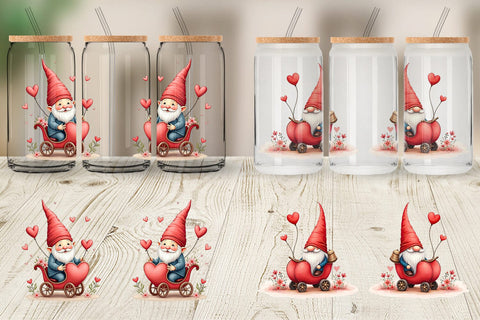 Glass Can Heart Carriage Gnome Sublimation artnoy 