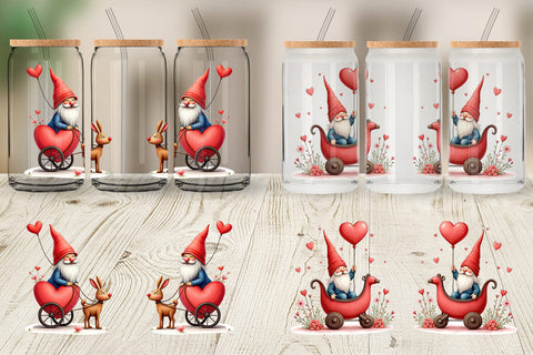 Glass Can Heart Carriage Gnome Sublimation artnoy 