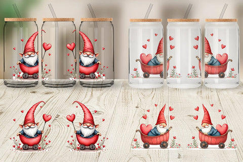 Glass Can Heart Carriage Gnome Sublimation artnoy 