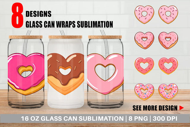 Glass Can Heart Donut Sublimation artnoy 