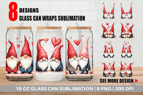 Glass Can Heart Gnome Sublimation artnoy 