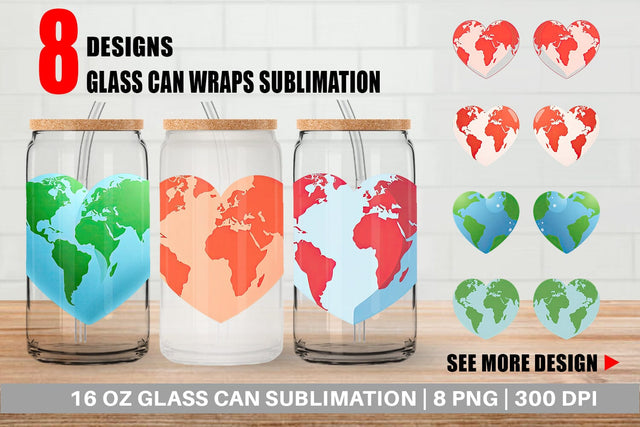 Glass Can Heart-Shaped Earth Sublimation artnoy 