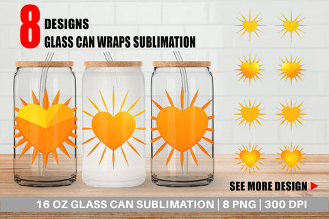 Glass Can Heart Sun Sublimation artnoy 