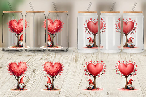 Glass Can Heart Tree Gnome Sublimation artnoy 