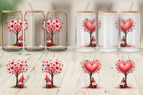 Glass Can Heart Tree Gnome Sublimation artnoy 