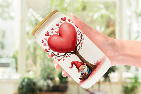 Glass Can Heart Tree Gnome Sublimation artnoy 