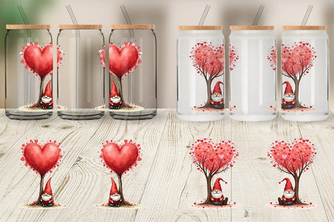 Glass Can Heart Tree Gnome Sublimation artnoy 