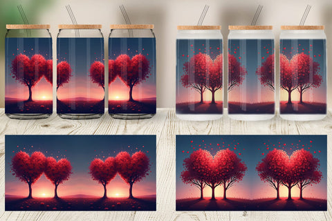 Glass Can Heart Trees Sublimation artnoy 