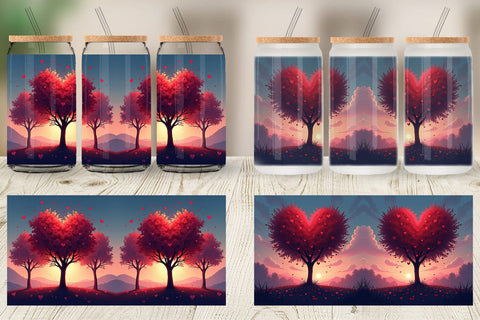 Glass Can Heart Trees Sublimation artnoy 