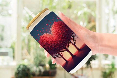 Glass Can Heart Trees Sublimation artnoy 