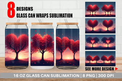 Glass Can Heart Trees Sublimation artnoy 