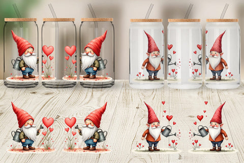 Glass Can Heart Watering Gnome Sublimation artnoy 