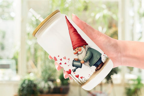 Glass Can Heart Watering Gnome Sublimation artnoy 