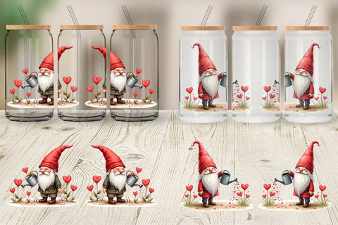 Glass Can Heart Watering Gnome Sublimation artnoy 