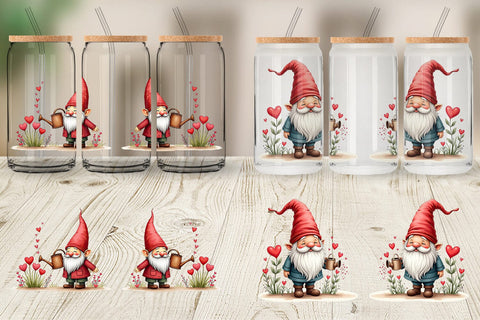 Glass Can Heart Watering Gnome Sublimation artnoy 