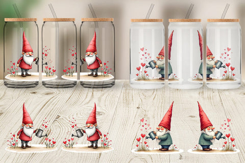 Glass Can Heart Watering Gnome Sublimation artnoy 