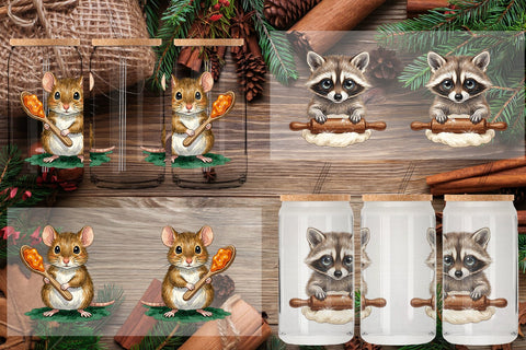 Glass Can Hearthfire Kitchen Animal Watercolor Sublimation artnoy 