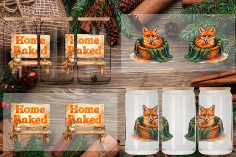 Glass Can Hearthfire Kitchen Animal Watercolor Sublimation artnoy 