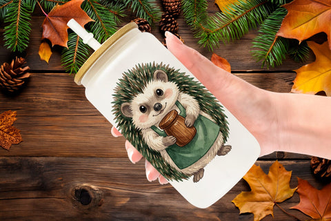 Glass Can Hearthfire Kitchen Animal Watercolor Sublimation artnoy 