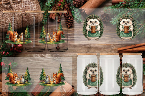 Glass Can Hearthfire Kitchen Animal Watercolor Sublimation artnoy 