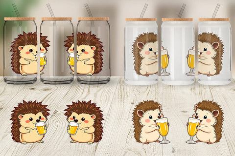 Glass Can Hedgehog Beer Day Sublimation artnoy 