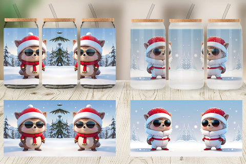 Glass Can Hedgehog Christmas Sublimation artnoy 
