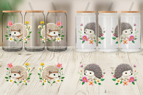 Glass Can Hedgehog Embroidery Sublimation artnoy 